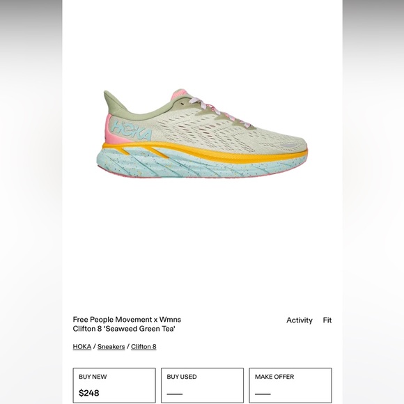 Hoka Shoes - Hoka x free people Women's Clifton 8 Green and Pink Running Shoes